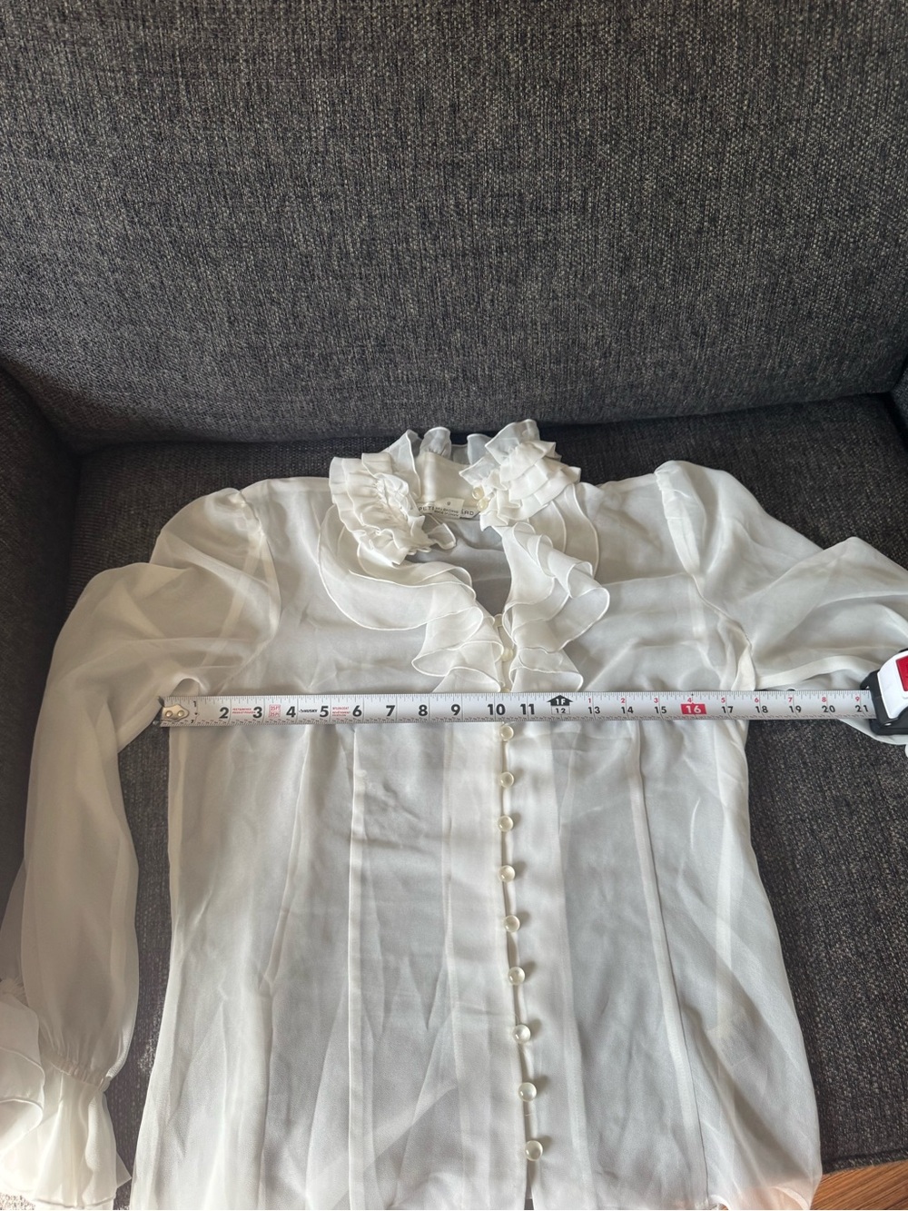 Peter Nygard White Sheer Ruffled Blouse (great Halloween costume shirt!) - Picture 5 of 5